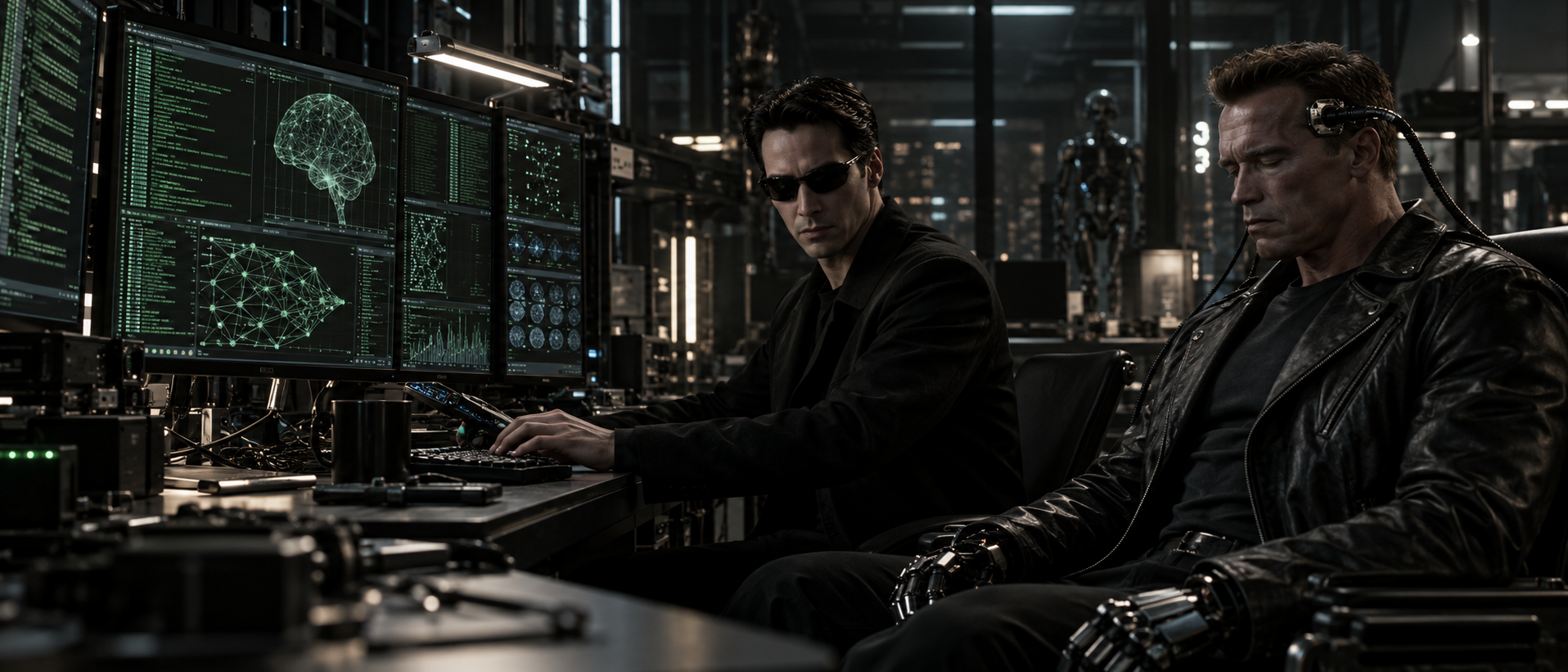 Neo programming neural networks beside a dormant connected Terminator