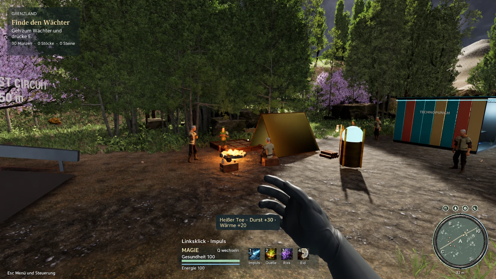 NeonCrown playable forest camp scene